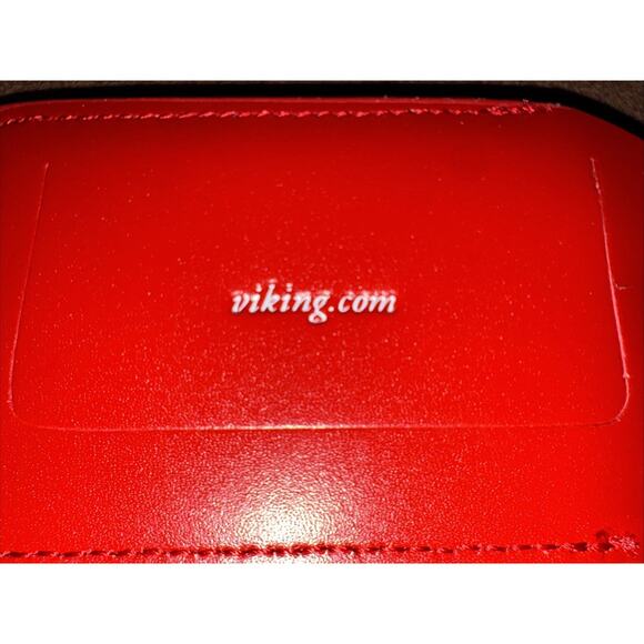 Viking Cruise Red Leather Travel Luggage Tag Unused Travel in Luxury Stand Out - Picture 4 of 5